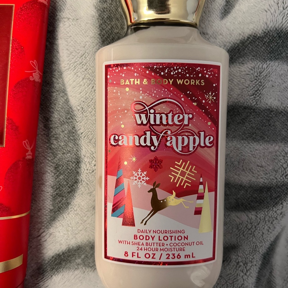 NEW Winter Candy Apple Bath and Body Works lotion and Body Cream Set 2023, 2022 - Picture 3 of 5